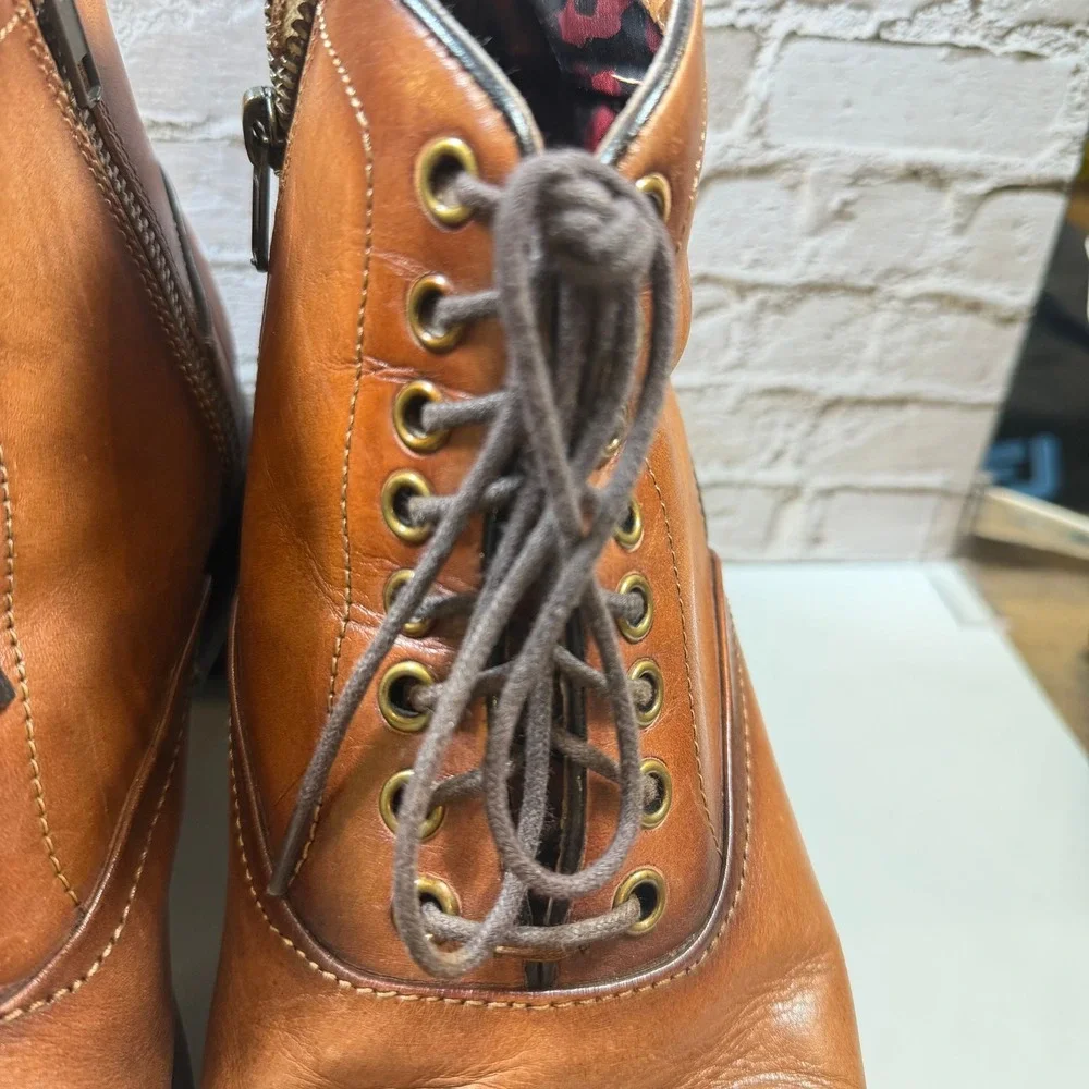 Madden Mens 9 Brown Leather Cap Toe Lace Up Ankle Boots Side Zip Dress Combat